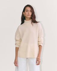 The Honeycomb Funnel Neck in Wool Cashmere | Bone