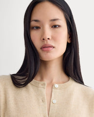 Cashmere Cropped Cardigan | Heather Light Camel
