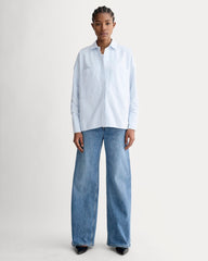 The Boxy Oxford | White / Blue