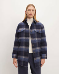 The Italian ReWool® Oversized Shirt Jacket | Navy / Shadow Plaid