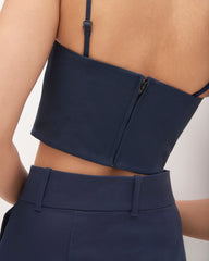 The Structured Cotton Bustier | Navy