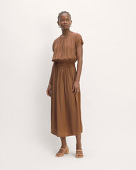 The Gathered Midi Dress | Carob Brown