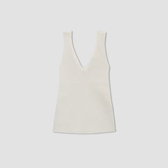 The Ribbed Cotton Double V Top | Bone
