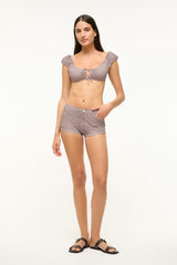 JUPITER BIKINI TOP | DARK CHOCOLATE MICRO CHECK