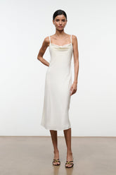 EVANGELINE SILK MIDI DRESS | IVORY