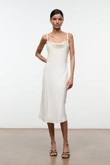 EVANGELINE SILK MIDI DRESS | IVORY