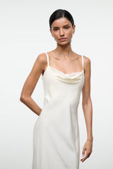 EVANGELINE SILK MIDI DRESS | IVORY