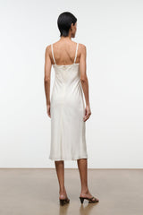 EVANGELINE SILK MIDI DRESS | IVORY