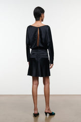 FREDA SILK MINI DRESS | BLACK