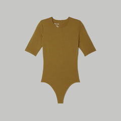 The Short-Sleeve Crew Neck Bodysuit | Tapenade | Thong