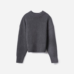 The Texture Cotton Crew | Heathered Charcoal Contrast Trim