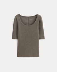 The Luxe Rib Scoop-Neck Tee | Heathered Fatigue