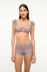 JUPITER BIKINI TOP | DARK CHOCOLATE MICRO CHECK