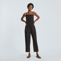 The Linen Shoestring Jumpsuit | Black