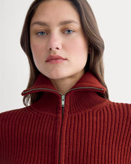 The Full-Zip Sweater in Everyday Cotton | Merlot