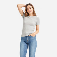 The Pima Micro-Rib Crew Tee | Heathered Grey
