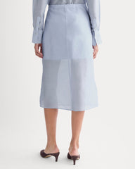 Midi Skirt in Cotton-Silk Organza | Kentucky Blue
