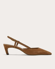 The Studio Slingback Heel | Saddle Brown Suede