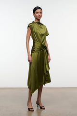 DAVINA SILK DRESS | PEAR