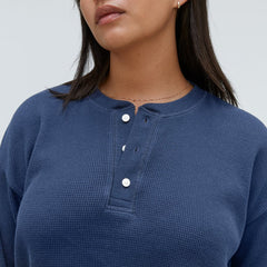 The Organic Cotton Waffle Henley | Navy