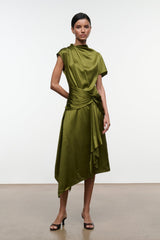 DAVINA SILK DRESS | PEAR