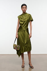 DAVINA SILK DRESS | PEAR