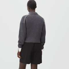 The Texture Cotton Crew | Heathered Charcoal Contrast Trim