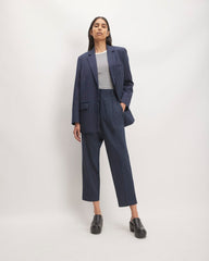 The Draper Tapered Pant in Buttersmooth | Navy / Bone