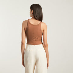 The Pima Micro-Rib Short Tank | Tawny Brown