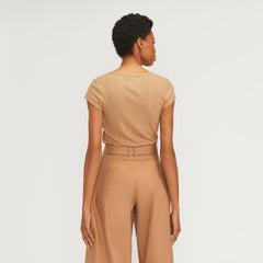 The Rib Soft Knit Scoop-Neck Tee | Caramel
