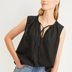 The Gathered Tie-Front Top | Black