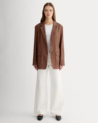 The Oversized Blazer in Stretch Linen | Cedarwood
