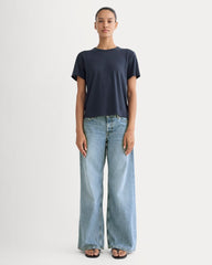 The Box-Cut Tee in Cotton Linen | Navy