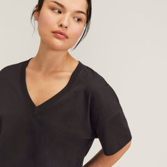 The Organic Cotton Slouchy V-Neck | Vintage Black