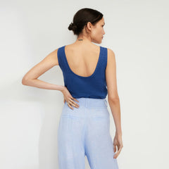 The Scoop Tank in Linen | Mazarine Blue