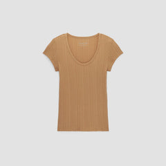 The Rib Soft Knit Scoop-Neck Tee | Caramel