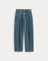 The High Rise Pleated Jean | Mid Indigo