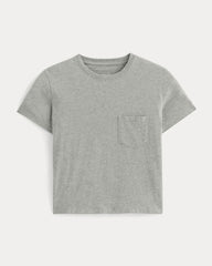 The Box-Cut Tee in Essential Cotton | Heathered Grey | Pocket