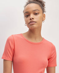 The Luxe Rib Crew | Coral