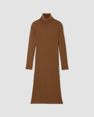 The Cotton-Merino Turtleneck Dress | Rich Camel