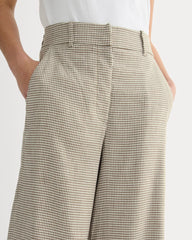 The Wide-Leg Pant in Stretch Linen | Deep Taupe Mini Gingham