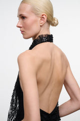 Monay Bodysuit | Black Beaded