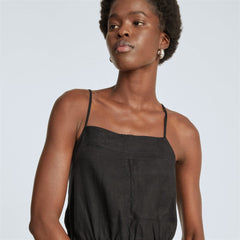 The Linen Shoestring Jumpsuit | Black