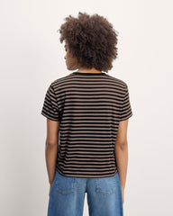 The Box-Cut Tee in Essential Cotton | Artist Clay / Black | No Pocket