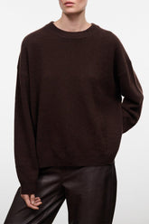 Serrano Cashmere Relaxed Crew | Dark Chocolate