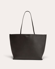 The Luxe Medium Italian Leather Tote | Black