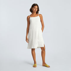 The Linen Apron Dress | White