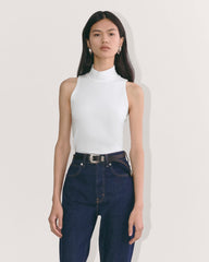 The Form Mock-Neck Tank | White