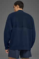 Domain Shift Rib Knit 1/4 Zip Sweater - Navy
