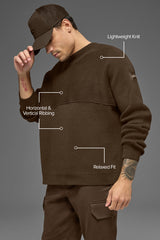 Domain Shift Rib Knit Sweater Crew - Espresso